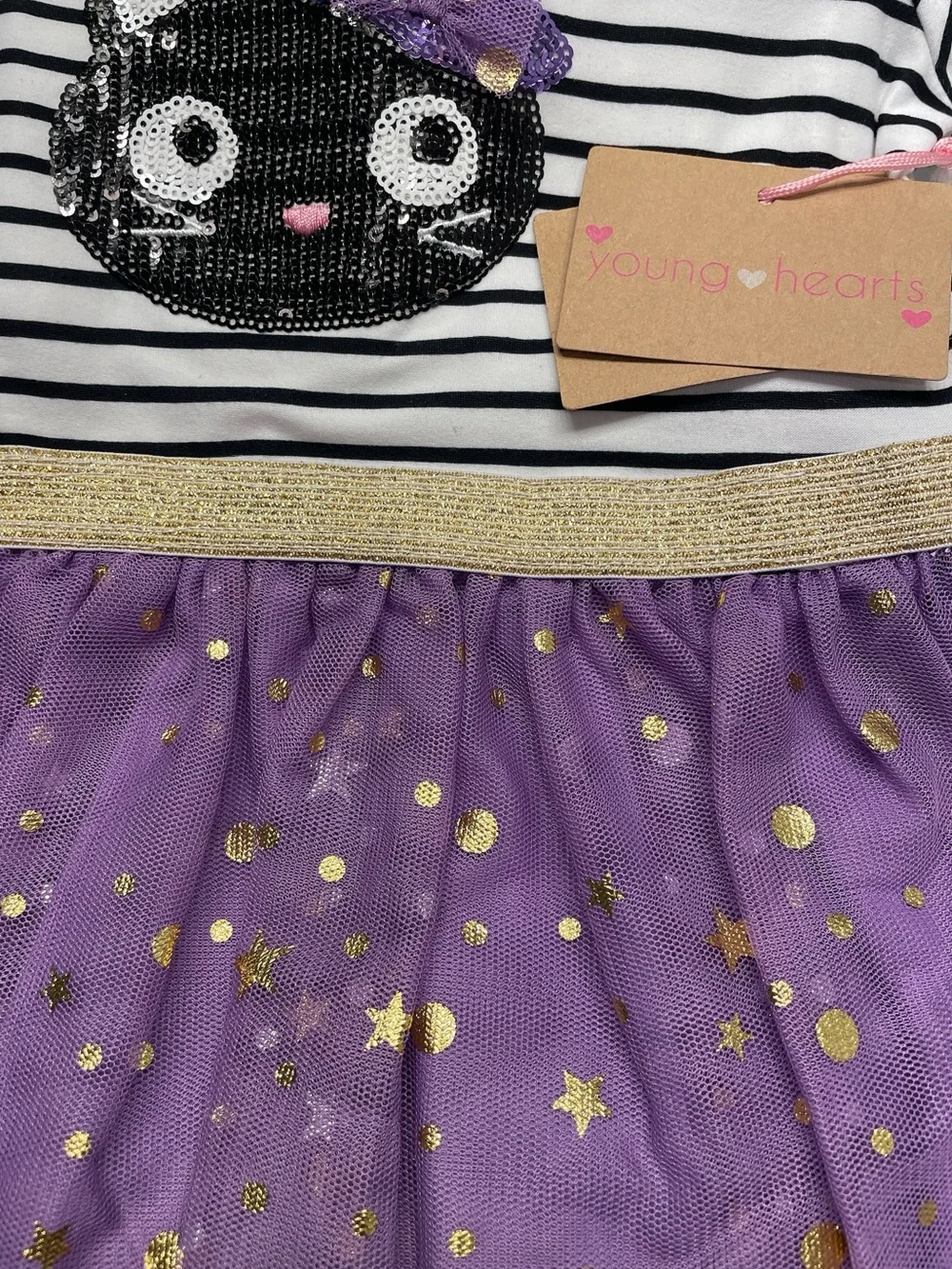 Young Hearts Girls Halloween Dress Tulle Skirt 24 months NWT Purple/Gold